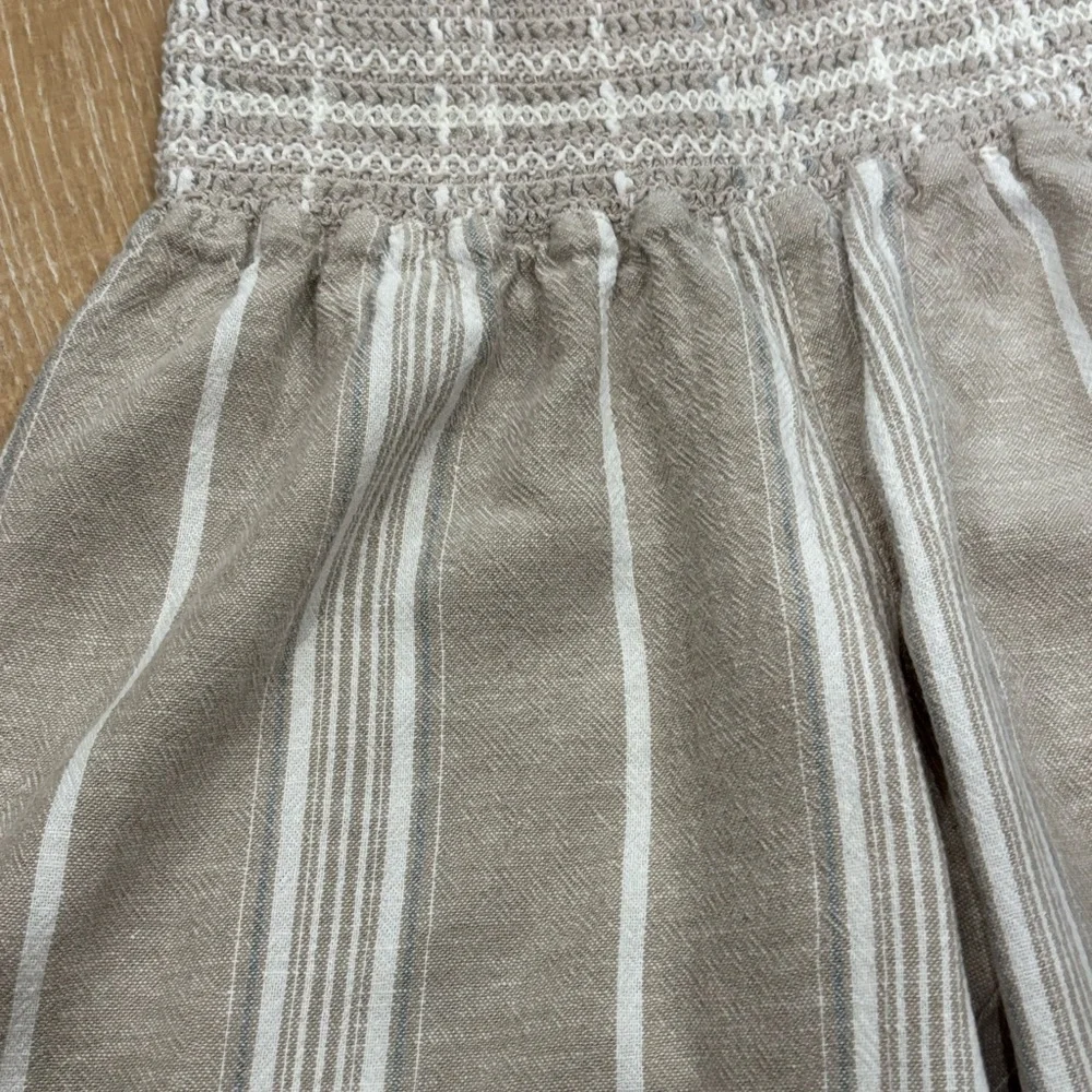 Happily Grey Striped Wide Leg Linen Blend Pants - Size L - Picture 3 of 10